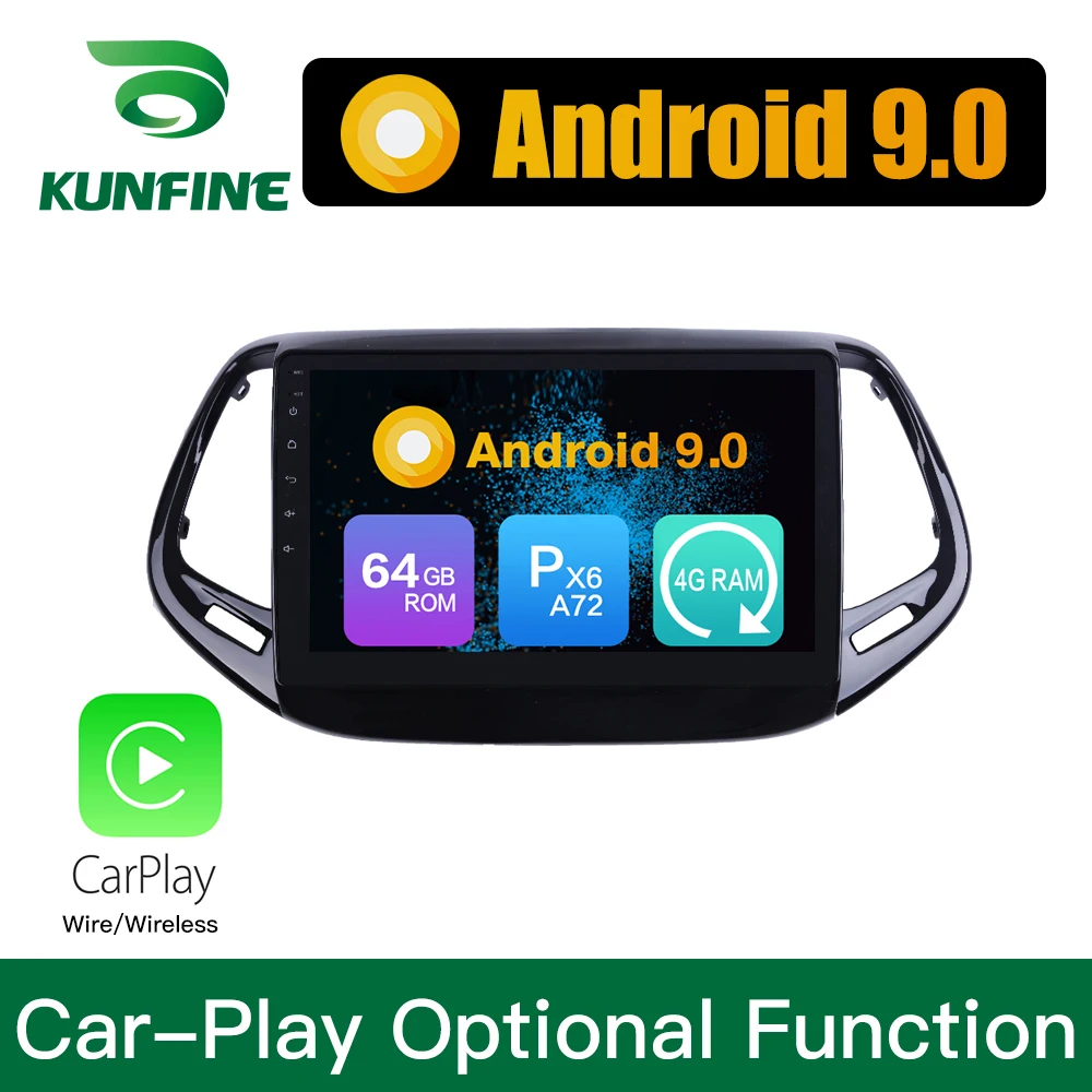 Android 9 0 Ram 4G Rom 64G PX6 Cortex A72 автомобильный DVD GPS мультимедийный плеер стерео для Jeep Compass