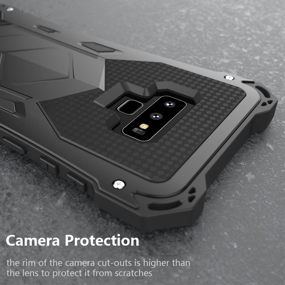 

R-JUST For Samsung Galaxy Note 9 Case Cover Luxury Hard Metal TPU Silicone Hybrid Protect Armor Phone Case for Note 9 Cover