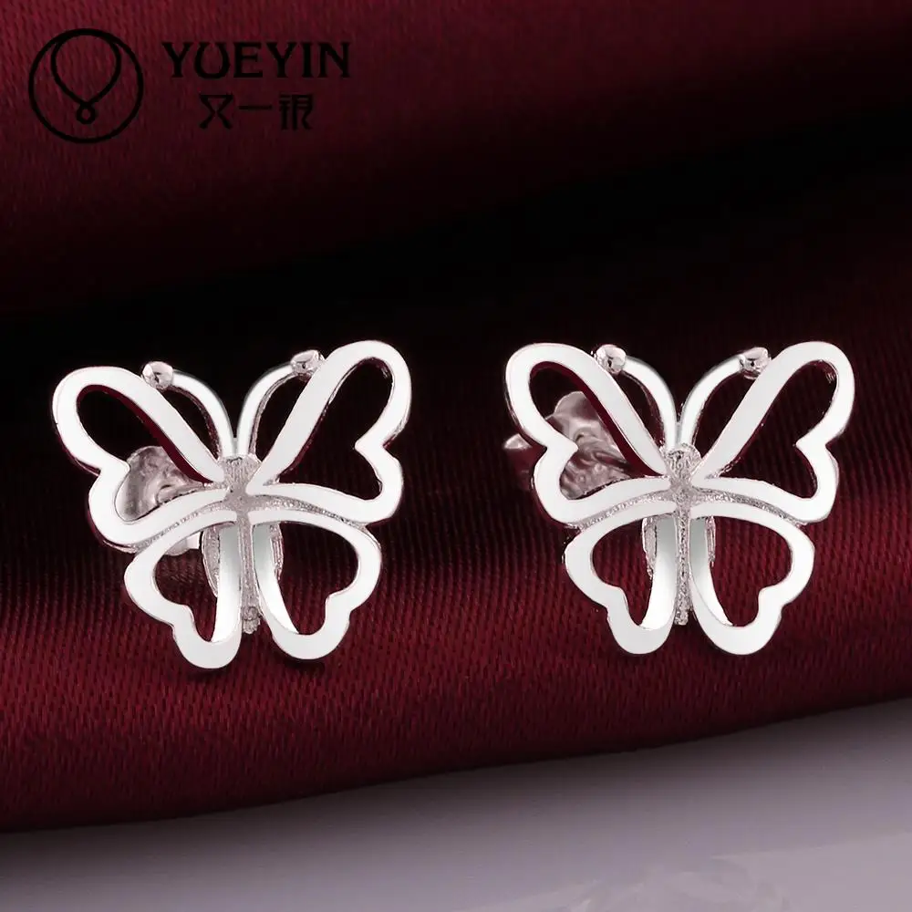 Серьги гвоздики женские посеребренные с бабочками|jewelry fresh|jewelry adhesivejewelry gilt |