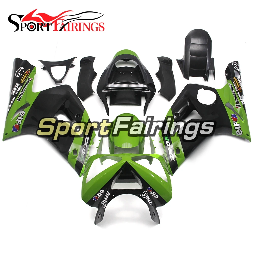 

Motorcycle Fairings For Kawasaki ZX6R ZX-6R 636 Year 03 04 2003 2004 Sportbike ABS Full Fairing Kit Bodywork Elf Black Green
