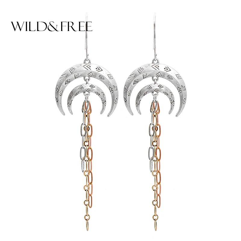 Серьги-подвески Wild &amp Free из сплава женские Длинные Винтажные висячие серьги в