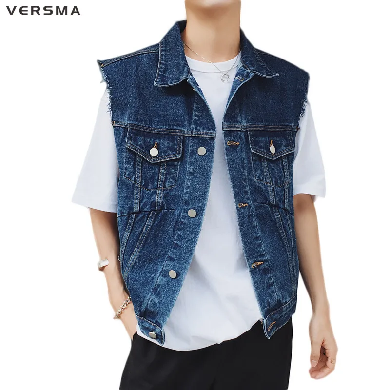 VERSMA 2017 Винтаж Colete Masculino джинсовые мужские жилеты без рукавов куртка пальто жилет