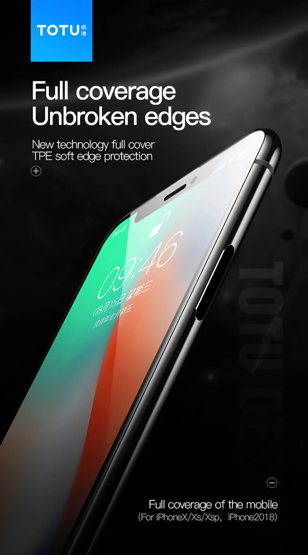 TOTU закаленное стекло для iPhone xr/xs max защита экрана Мягкий край пленка Защитное стекло для iPhone xr/xs mas