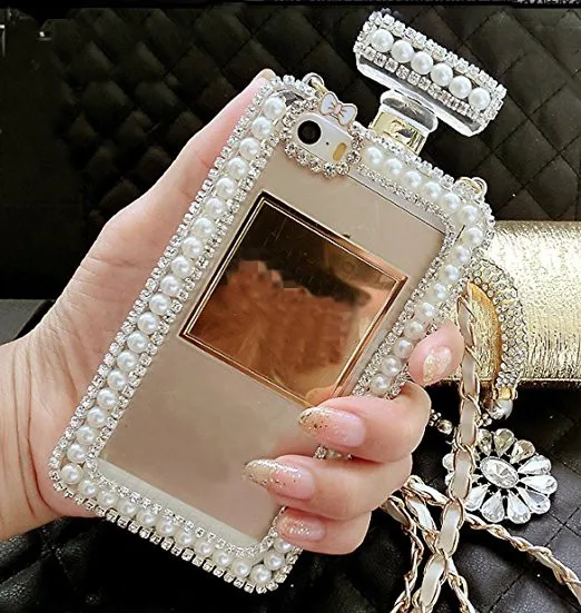 

Diamond Crystal Cute Pearl Perfume Bottle Shaped Chain Handbag Case Cover for iPhone14 11 12 13 pro max XS MAX XR 6 7 8PLUS Case