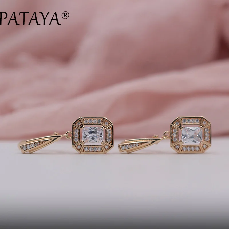 Женские серьги-подвески PATAYA серьги из розового золота 585 пробы с белыми