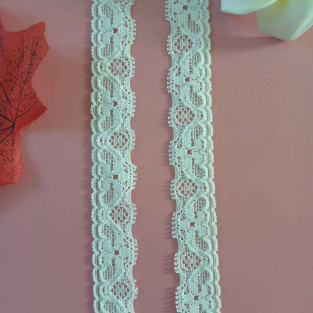 

50 yards/lot White Black Elastic Lace Trim Stretch Lace Fabric For Bra Underwear Clothing Lingeire Sewing Rayon Lace Trim 1.5cm