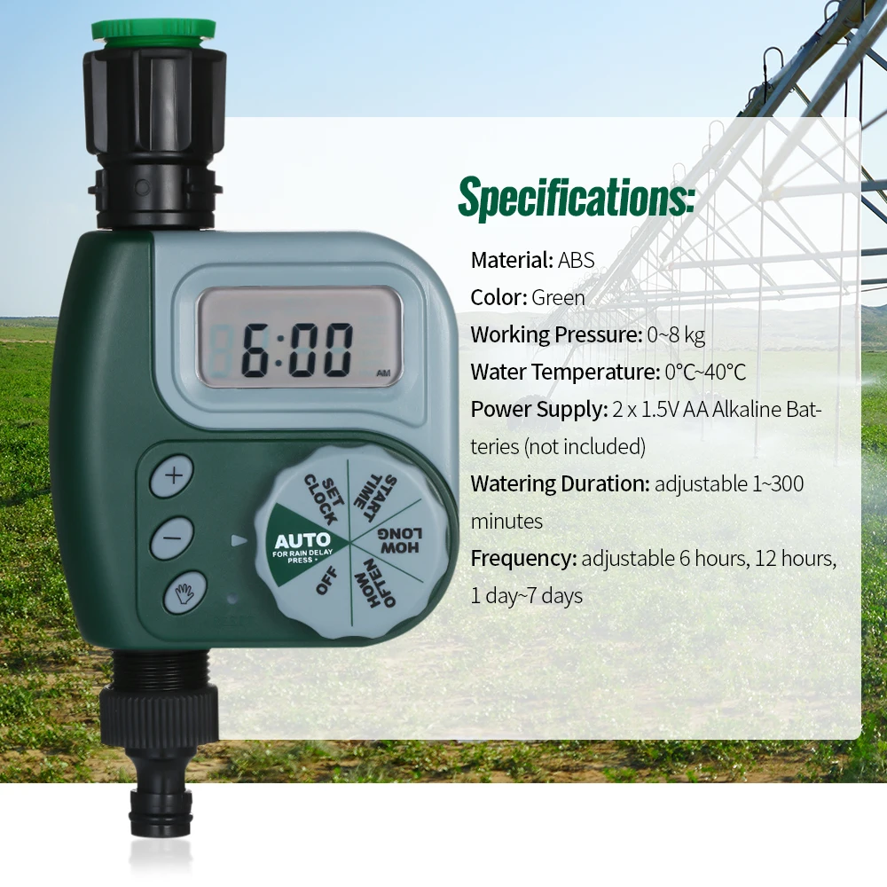 

Automatic Water Timer Outdoor Garden Irrigation Controller 1-Outlet Programmable Hose Faucet Timer Garden Watering Device