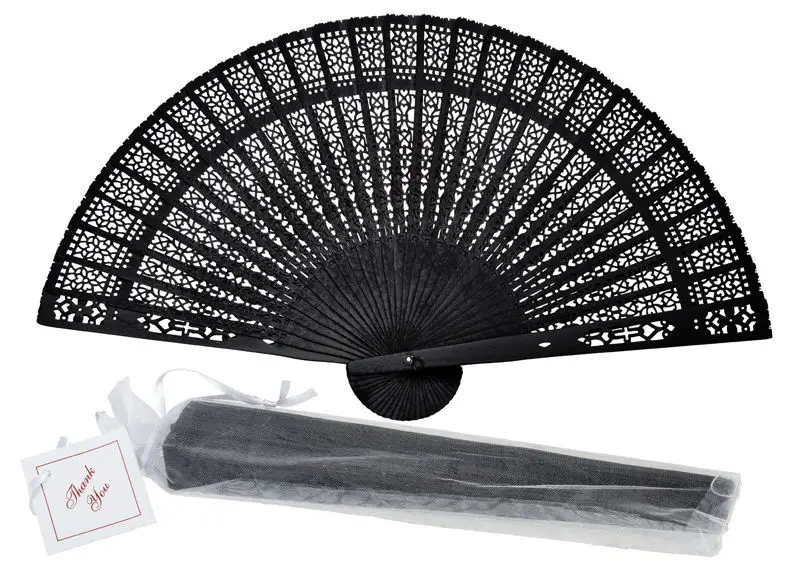 

[ Fly Eagle ] 8" Black Letras Madera 2015 Vintage Chinese/japanese Style Hollow Folding Nice Wooden Carved Hand Fan