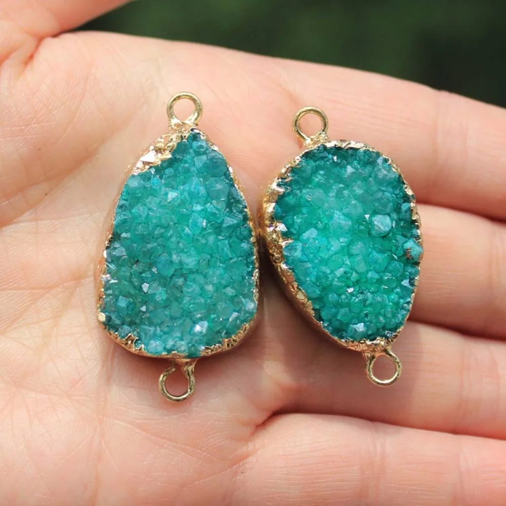 Натуральный двухсторонний жеод с кристаллами 2 круглых камня подвеска сделай сам