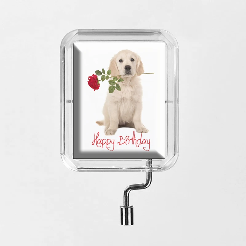 happy birthday Мультфильм ручной коленчатый стеклянный фото прозрачный квадрат Музыкальная шкатулка с днем рождения вечерние 18 нот подарок H007 - Цвет: happy birthday