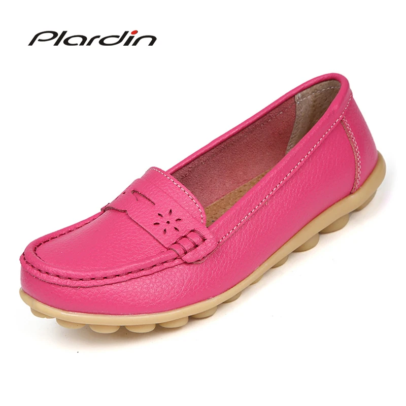 Женские мокасины из натуральной кожи на плоской подошве с круглым носком ручной