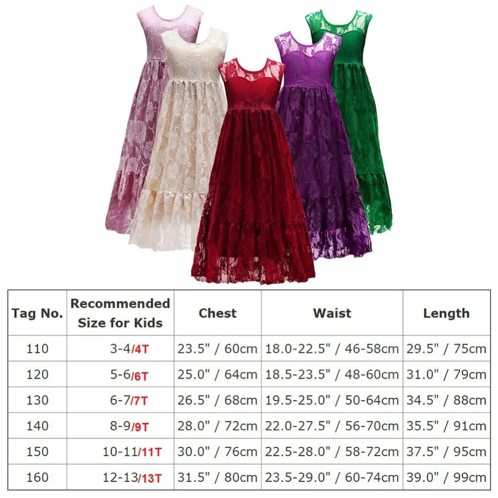 

Elegant Girls Lace Dress Sleeveless Pleated Long Dress Wedding Bridesmaid Dresses for Kids Pageant Birthday Princess Girls Dress