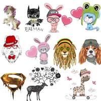 cartoon animal patches washable diy accessory print heat transfer stickers decoration clothes iron on transfers patches kids e