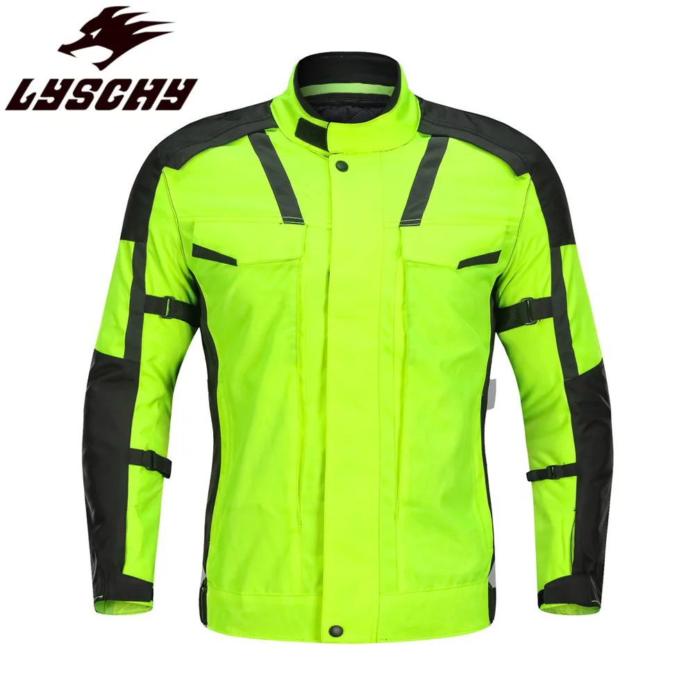 Hi-viz yellow LYSCHY Светоотражающая мотоциклетная куртка для верховой езды, Мужская одежда, пальто, защитный чехол для костюма принадлежности для мотоциклистов, куртки - Цвет: Hi-viz yellow