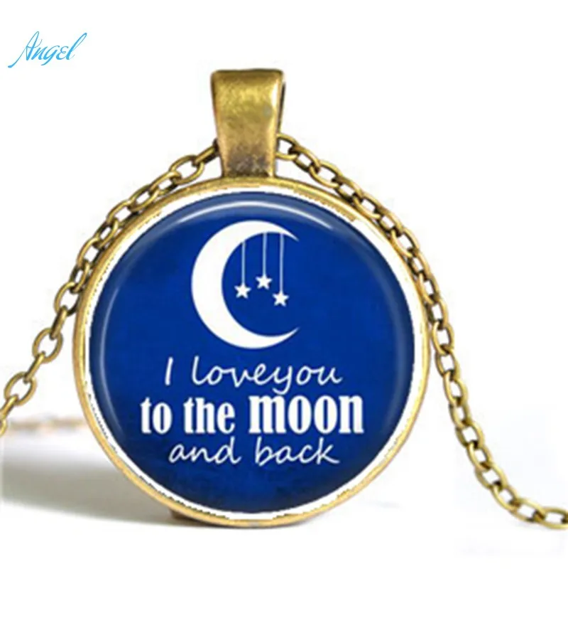I Love You to the Moon and Back Charm стеклянный кабошон для кулона ожерелье Винтажное колье с