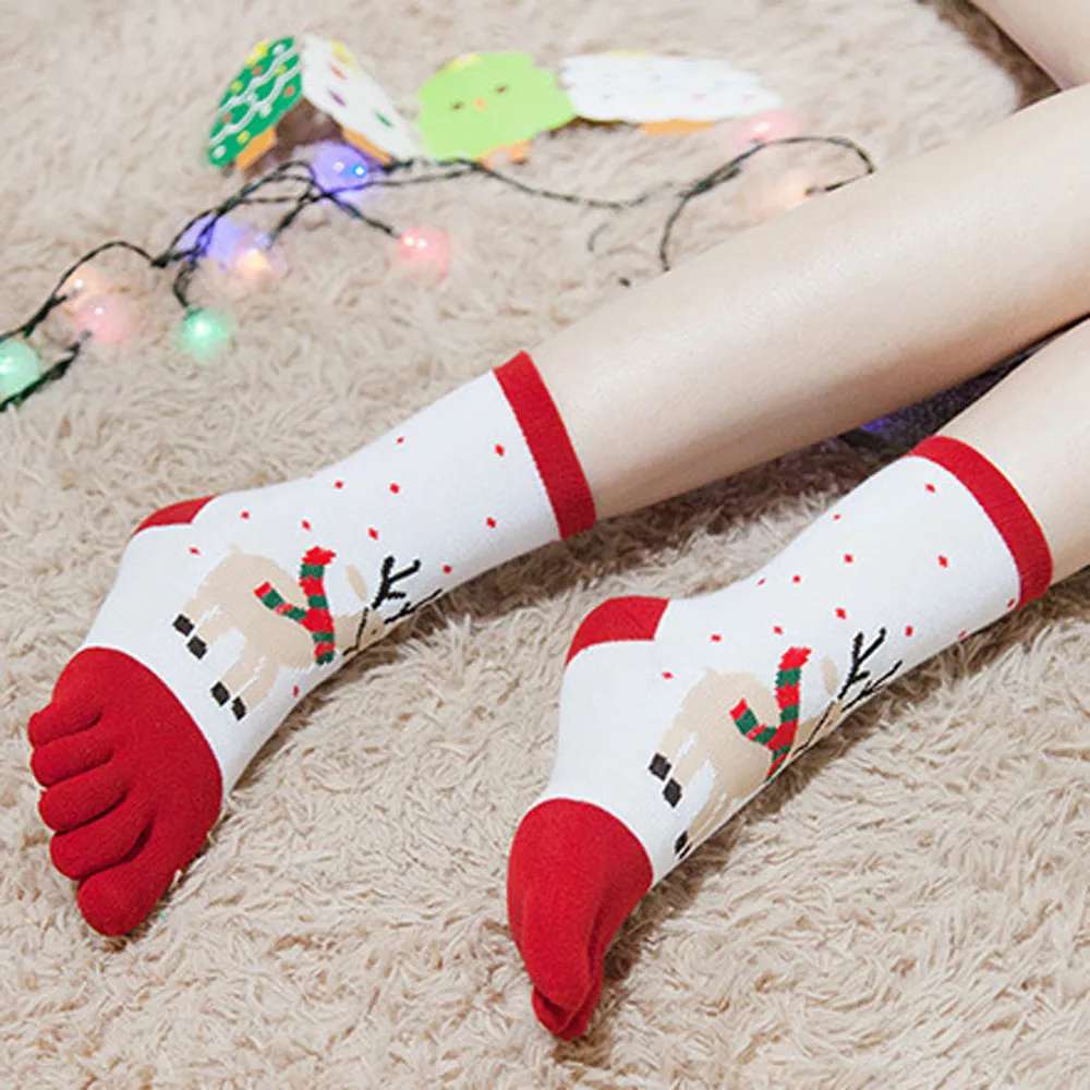 Рождественский Unisec принт многоцветный носком носки пять пальцев