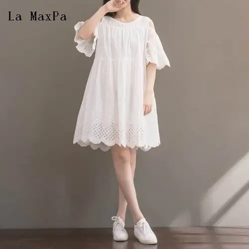 La MaxPa женское летнее платье в японском стиле Mori Girl с открытыми плечами рукавом