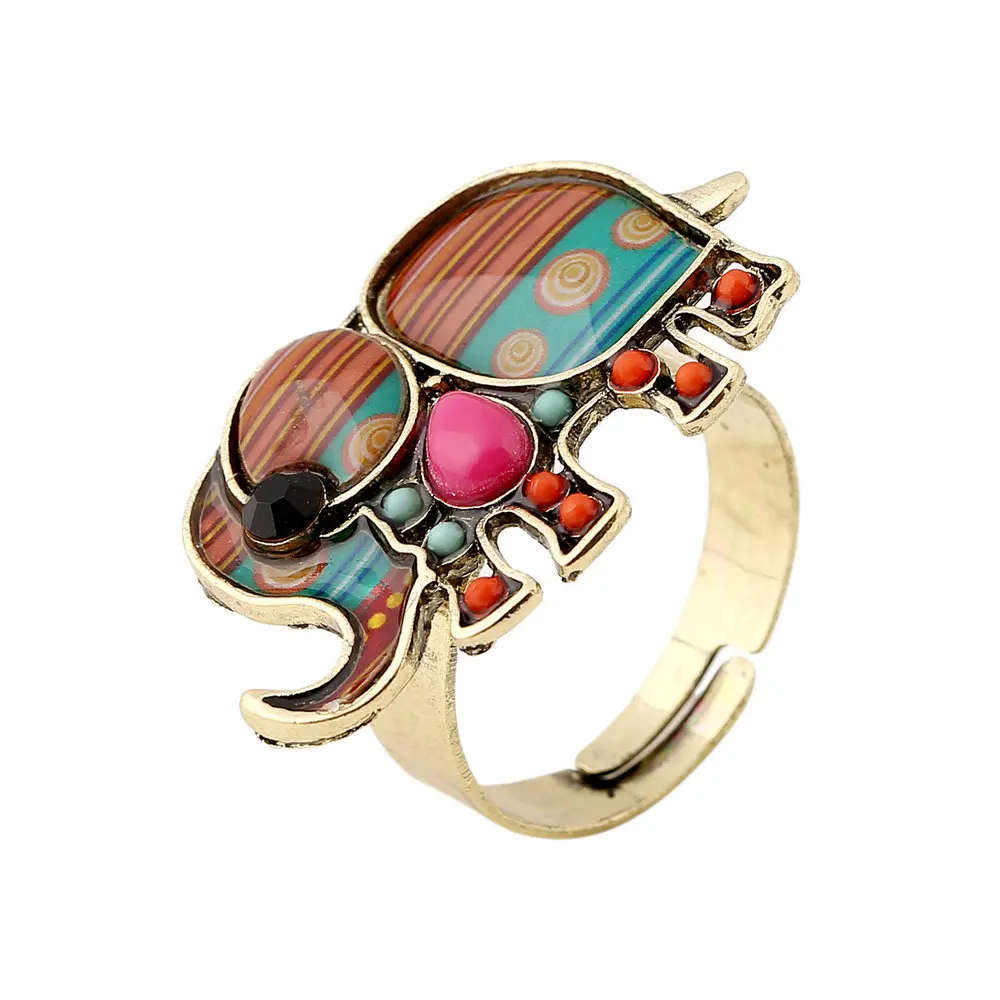 Женское Винтажное кольцо с милым регулируемым слоном в стиле ретро кольцом на