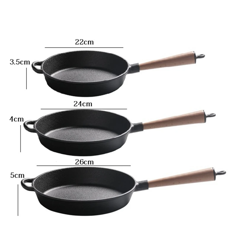22/24/26 см чугун без покрытия сковородка для жарки многоцелевой Блинные сковороды