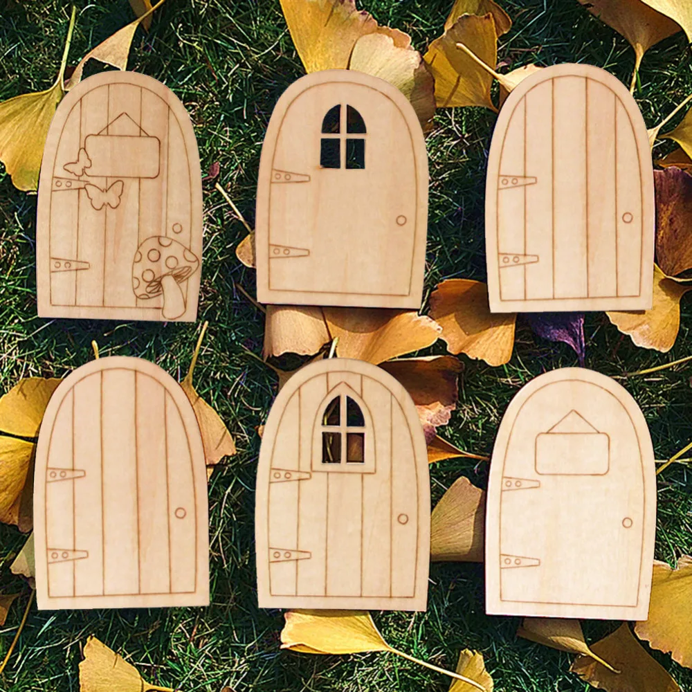 10 шт./лот деревянные двери с лазерной резкой для украшения дома 3 мм дверные