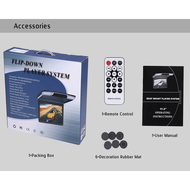 Caroad 11 6 дюймов Автомобильный откидной потолочный монитор с креплением на крышу HDMI