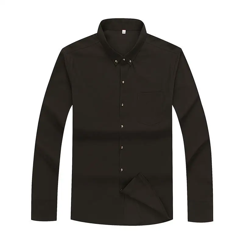 10XL 8XL 6XL Мужская рубашка, мужские рубашки высокого качества с длинным рукавом, Брендовые повседневные однотонные деловые свободные черные рубашки Camisa Masculina - Цвет: 4
