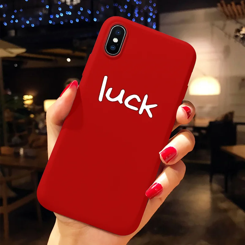 luck Чехол для телефона для iPhone 11 Pro XS Max XR X 10 8 7 6 S 6 S Plus, Роскошная мягкая задняя крышка из ТПУ с изображением животных, красный чехол Fundas для iPhone X, чехол - Цвет: luck