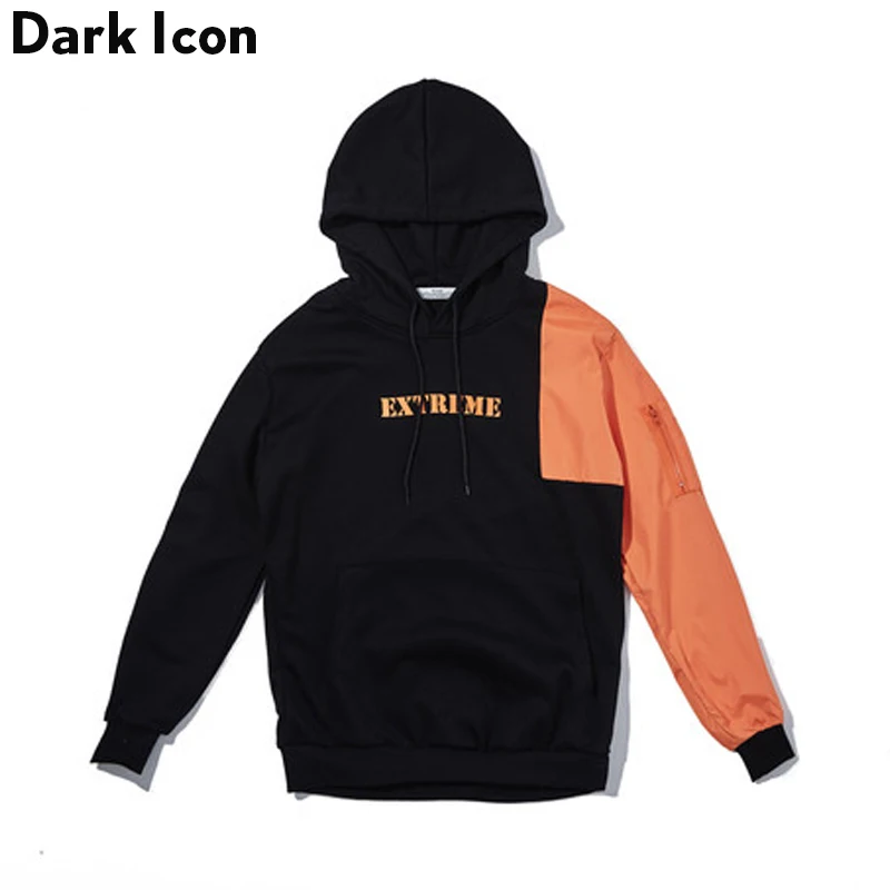 Мужской пуловер в стиле пэчворк Dark Icon осень 2017 махровые худи большого размера