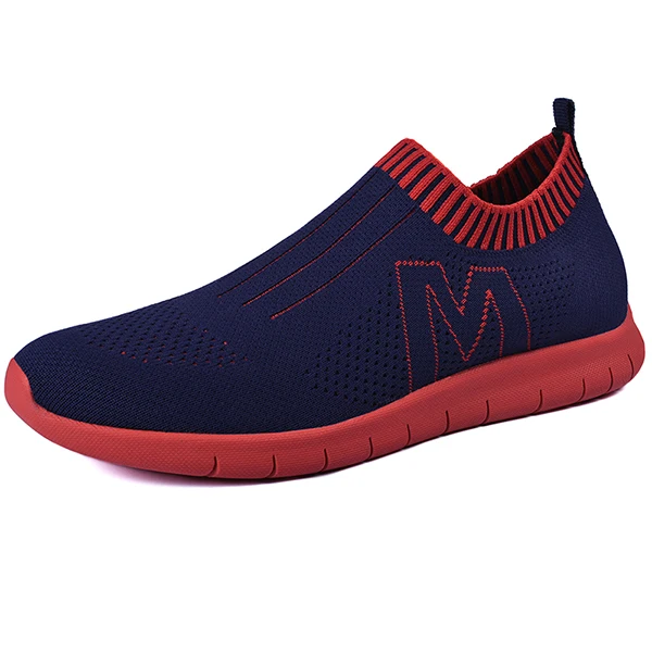 men red Мужские кроссовки с дышащей сеткой; мягкие спортивные кроссовки унисекс для мужчин и женщин; спортивная обувь; Летняя обувь на платформе для бега - Цвет: men red
