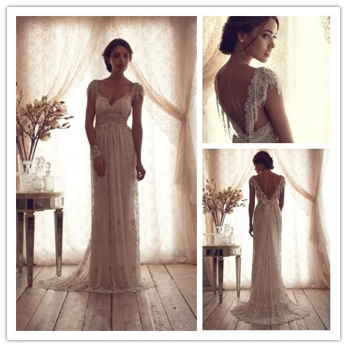 Luxury Beaded Romantic Lace Wedding Dresses Sweetheart Sexy Backless Bridal Gowns Fashion 2015 Vestido De Noiva Vintage HL479 | Свадьбы и