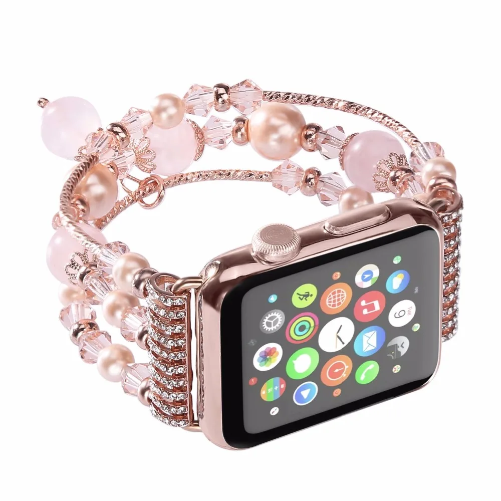 Ремешок для Apple Watch 4 3 band 38 мм 42 эластичный браслет с бусинами iWatch 2 1 женское