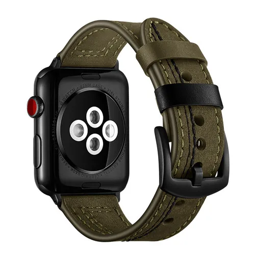 green Кожаный ремешок для apple watch, ремешок для apple watch 4, 3, 5, ремешок 44 мм/40 мм iwatch, ремешок 42 мм/38 мм, браслет correa, ремешок для часов, серия - Цвет ремешка: green