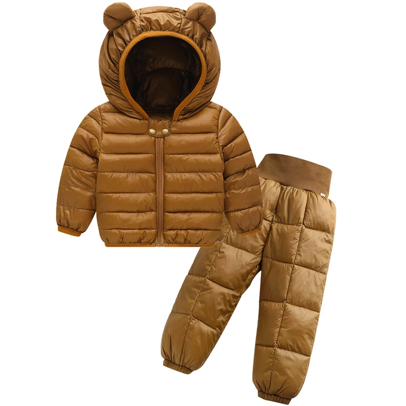 Winter Baby Boys And Girls Clothing Sets Full Sleeve Warm Down Coat Pants 2 Pcs Suit For Kids Jacket Children Outerwer | Детская одежда