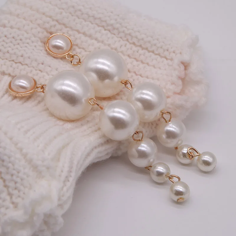 New Big Simulated Pearl Long Earrings Elegant Chain Drop For Women Statement Hang Luxury Gift E0207 | Украшения и аксессуары