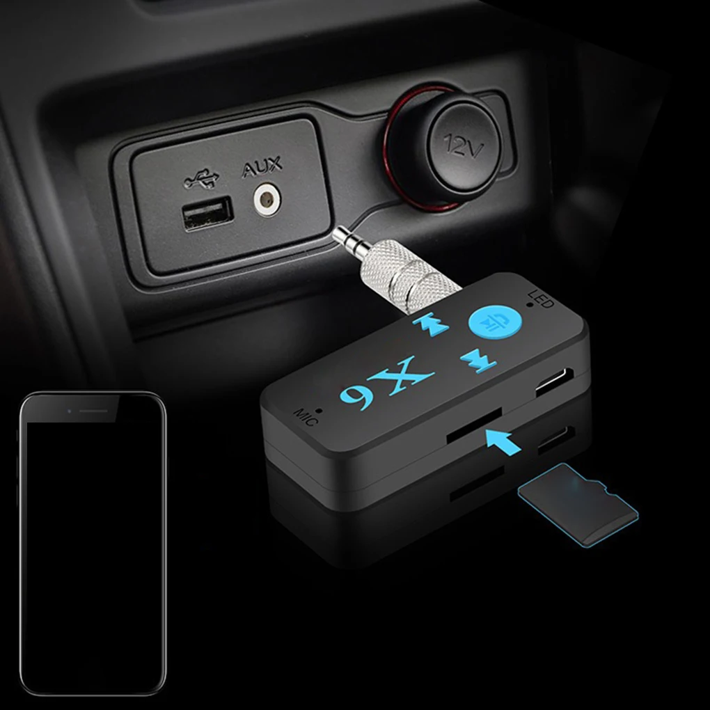 Автомобильный Bluetooth Aux адаптер X6 с поддержкой TF карты A2DP аудио стерео гарнитура