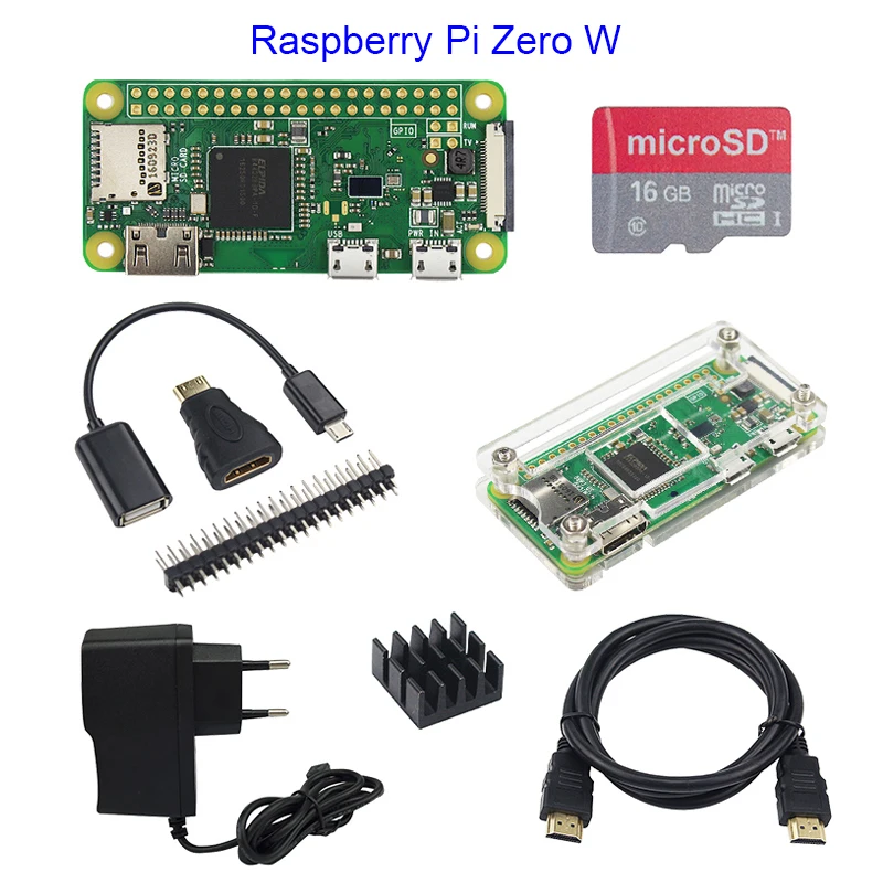 Raspberry Pi Zero 1.3 or W Starter Kit+Acrylic Case+GPIO Header+16G SD Card+Power Adapter+HDMI Cable | Компьютеры и офис