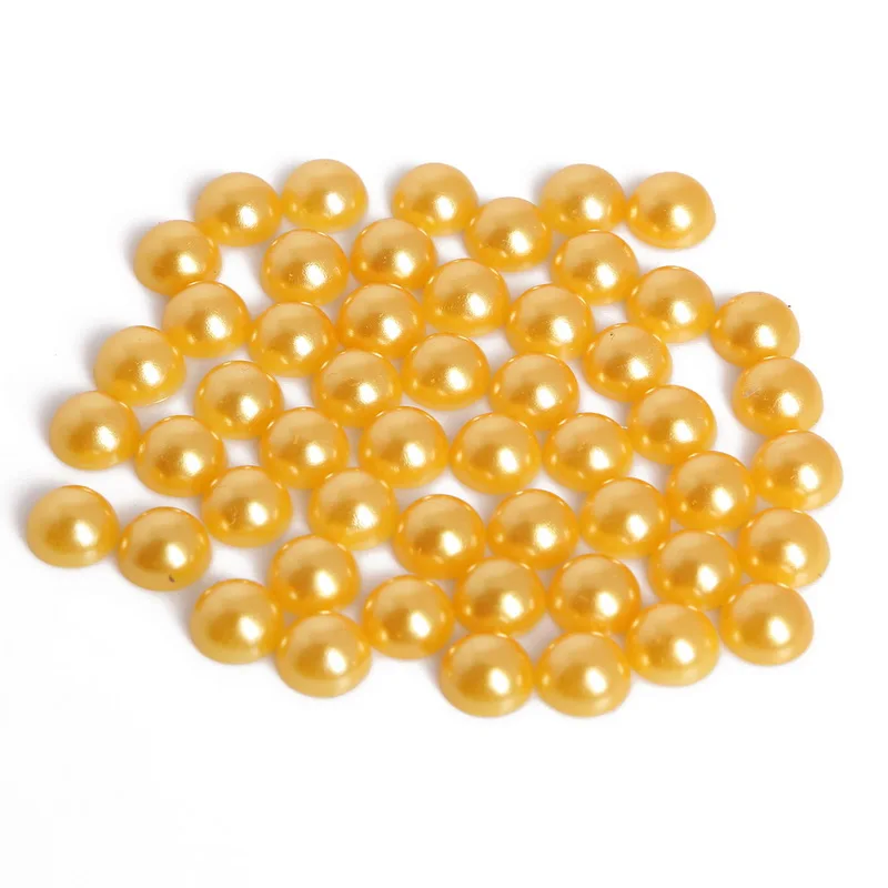 gold yellow 8 мм 200 шт много цветов Высокое качество плоские с оборота полукруглые пластиковые ABS имитация жемчуга бусины для шитья аксессуары DIY украшения - Цвет: gold yellow