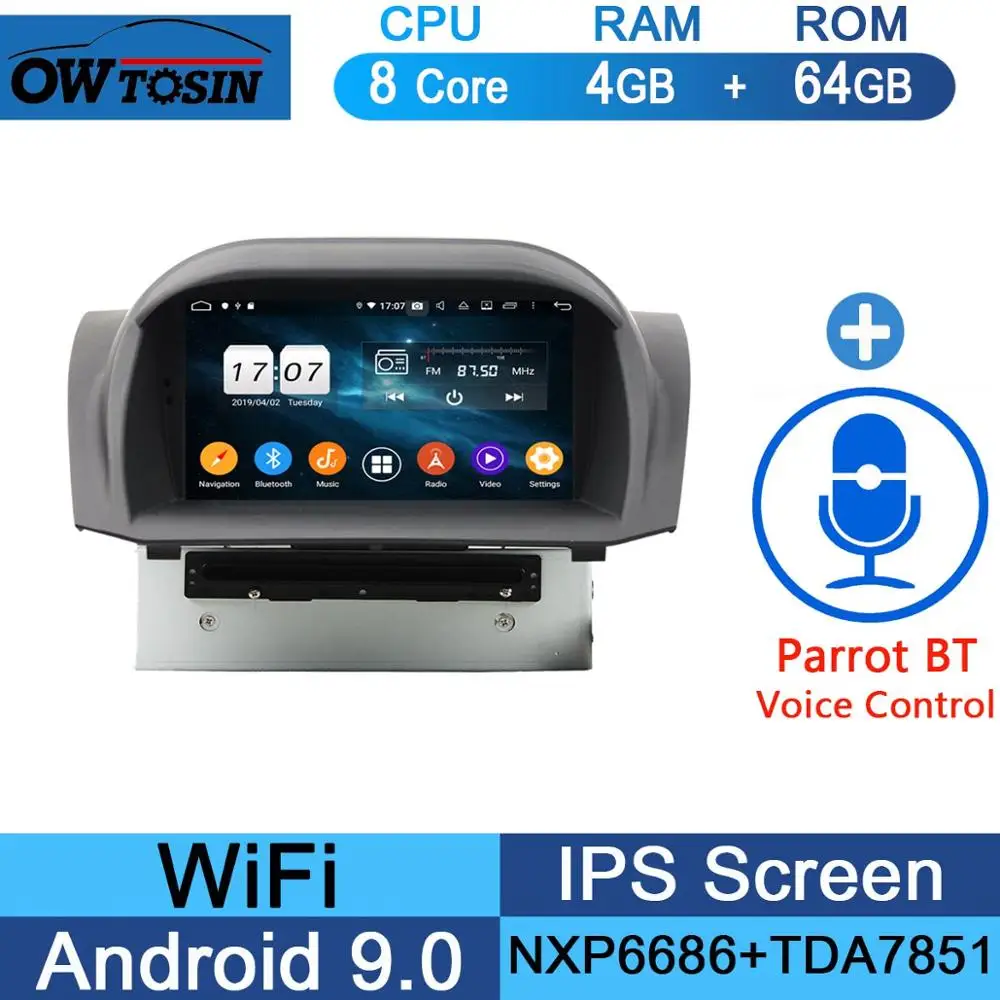 64G Parrot BT " ips 1024*600 Octa 8 ядерный 4 Гб ram+ 64 Гб rom Android 9,0 автомобильный dvd-плеер для Ford Fiesta 2011- DSP радио gps Parrot BT Adas - Цвет: 64G Parrot BT