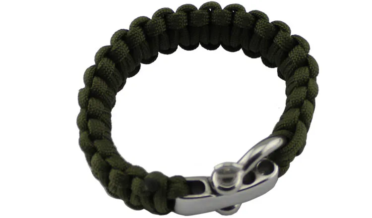 Green with D Shackle Регулируемая пряжка для выживания, браслет из Паракорда, нержавеющая сталь, бант/D, сережка, Паракорд, дорожные наборы, замок, походные инструменты, 1 шт - Цвет: Green with D Shackle