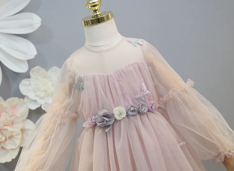 Children's wear 2019 spring new sweet princess dress girl super foreign flower fairy subnet yarn | Детская одежда и обувь