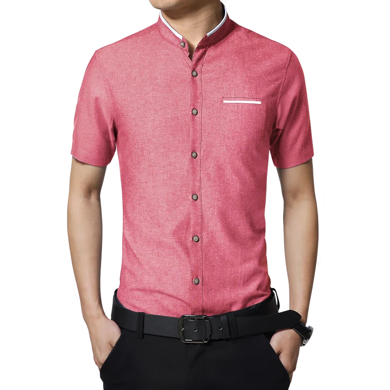 

Men Clothes 2020 Men Shirt New Summer Business Casual Stand Dress Shirt High Quality Short Sleeve Social Camisa Masculina