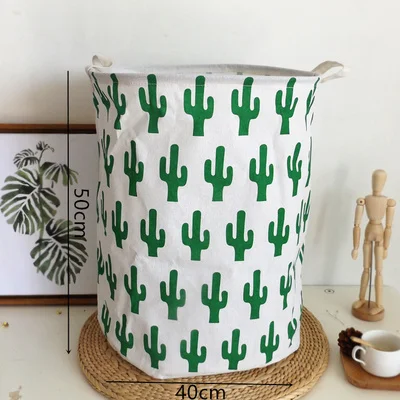 Cactus XL 50*40 см новые корзины для грязной одежды, складные корзины для белья из хлопка и льна для игрушек, органайзер для бюстгальтеров, хранение продуктов питания, корзины - Цвет: Cactus XL