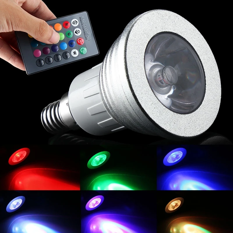 3 Вт E14 RGB Светодиодная лампа сценическая прожектор для внутреннего 16 видов цветов