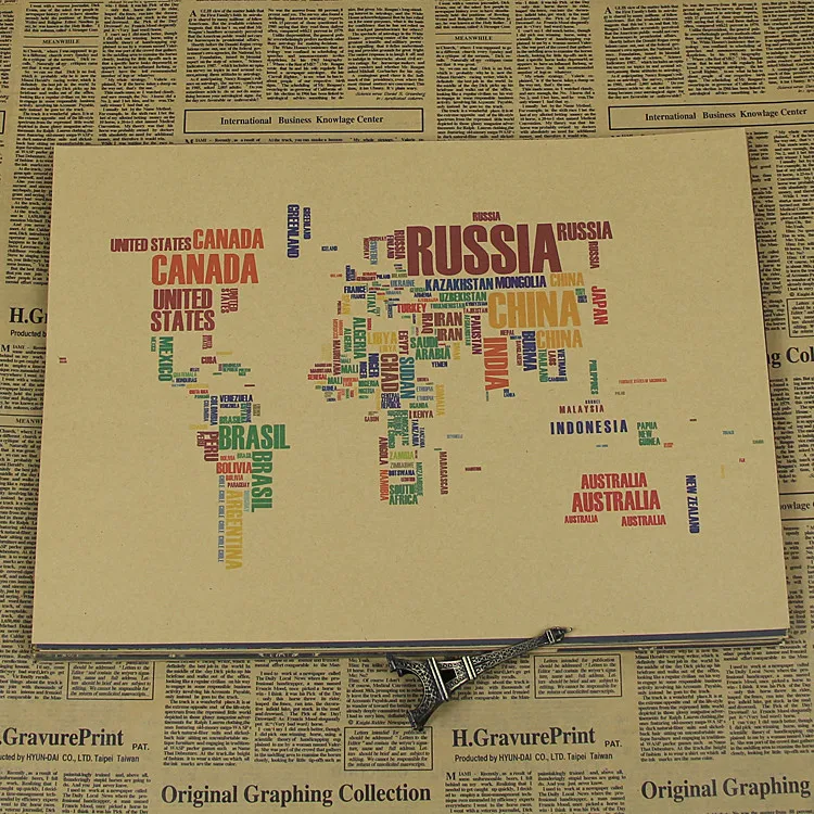 Ретро Письмо Карта мира Плакат skyfall Винтаж декор из крафт бумаги Гостиная