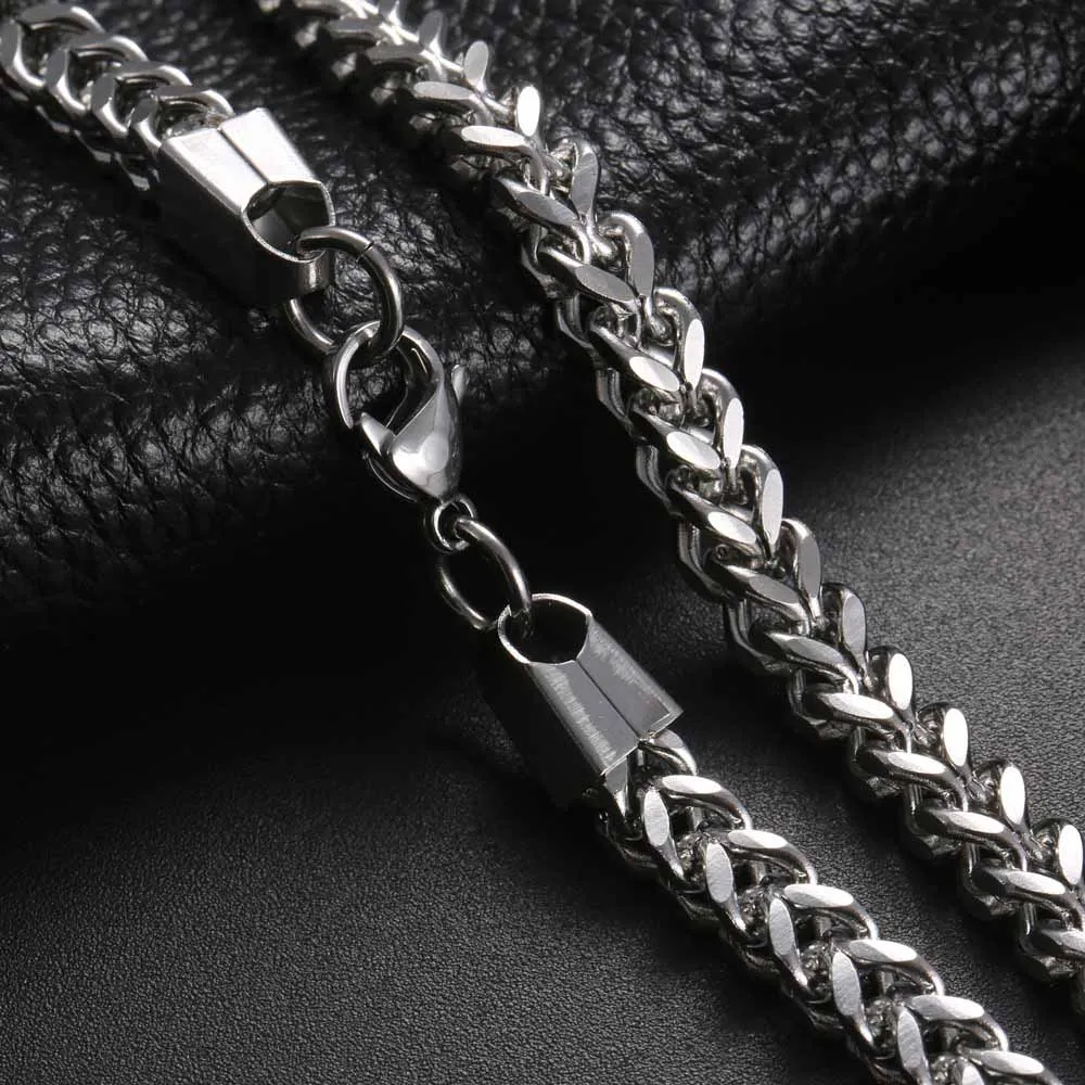 Оптовые продажи 3 мм/4 мм/5 мм Для мужчин Fishbone цепи Нержавеющая сталь кубинской