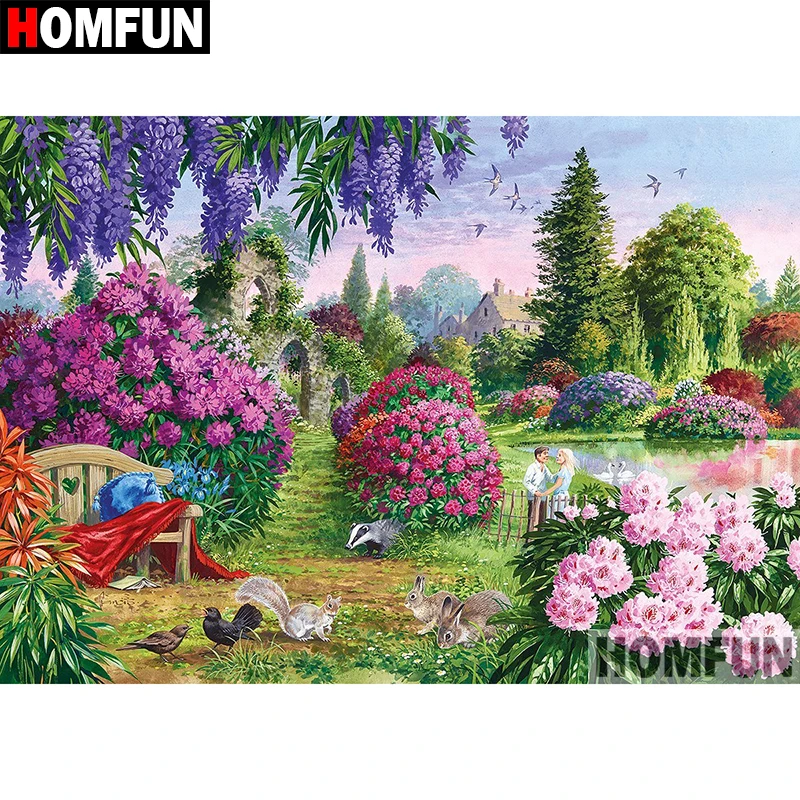 Алмазная 5d-картина HOMFUN сделай сам полноразмерная/круглая вышивка Сад
