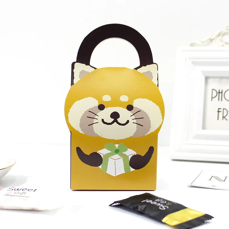 Raccoon 10 шт. Подарочная коробка для детского душа с изображением животных из мультфильмов, Подарочная коробка для конфет, сувенир для мальчиков/девочек, детские вечерние и праздничные принадлежности - Цвет: Raccoon