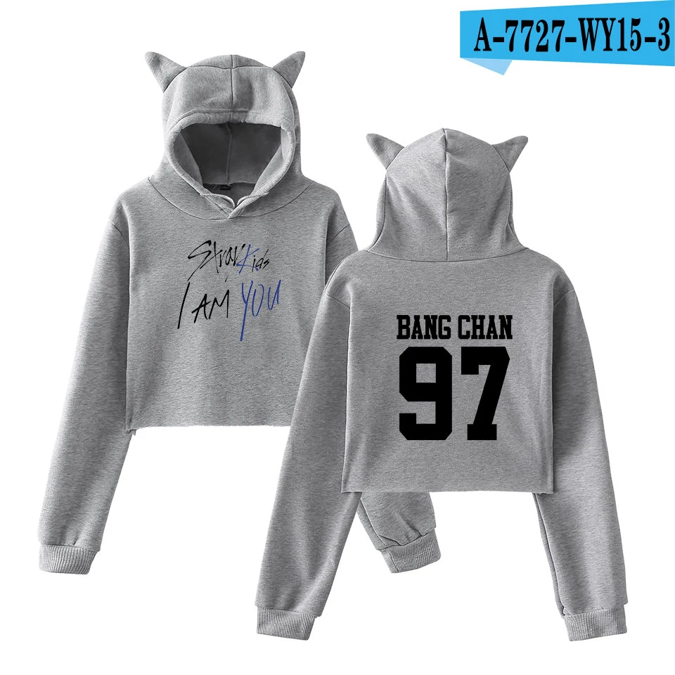 LUCKYFRIDAYF/, модный Теплый Женский Топ с принтом «I Am You Idol Changbin», толстовка с капюшоном, 2XL - Цвет: gray