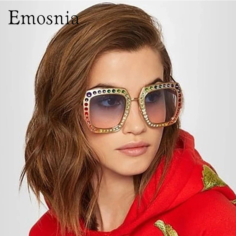 

Emosnia Oversized Diamond Polarized Sunglasses For Female Gradient Lens Color UV400 Driving Brand Top Sun Glasses For Male New