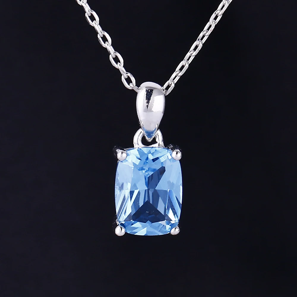 

High Jewelry Sky Blue Gemstone Wedding Jewelry Set 925 Sterling Silver Engagement Ring Necklace Pendant Jewelry Set Gift Party